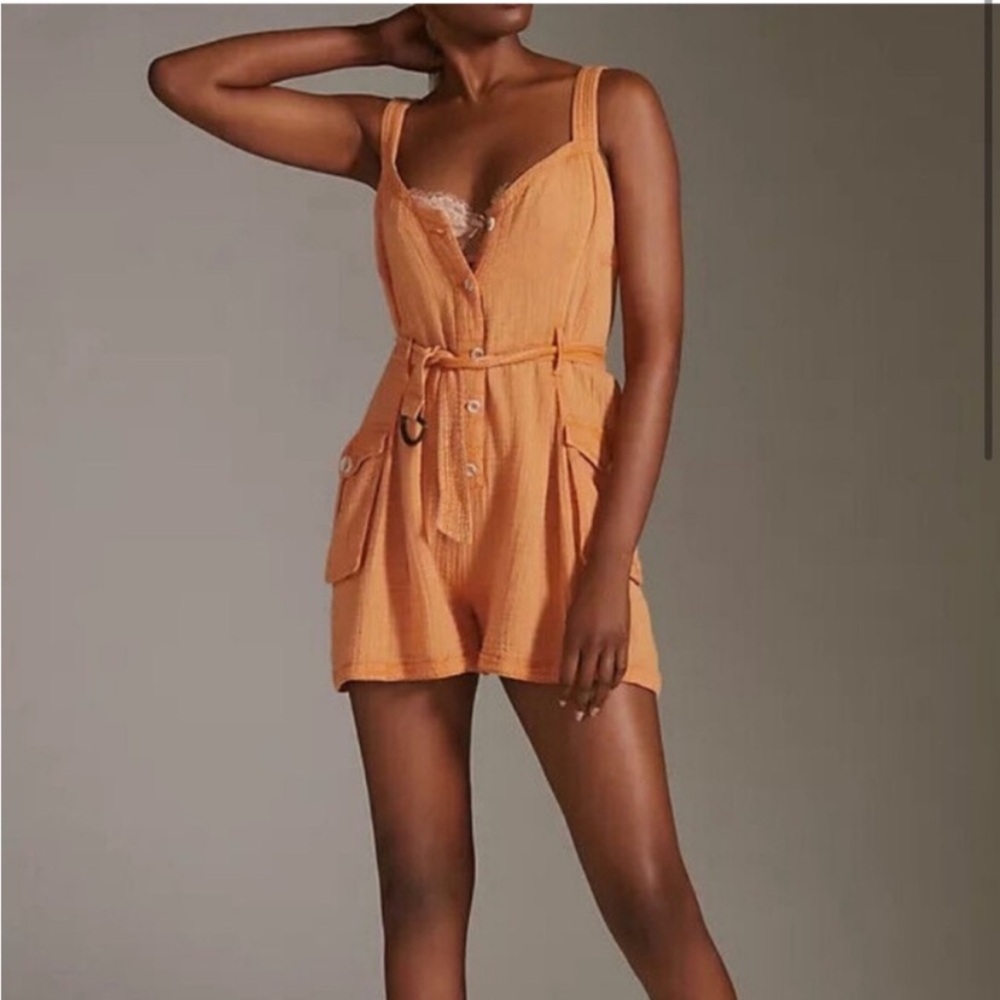 Anthro • cotton utility romper